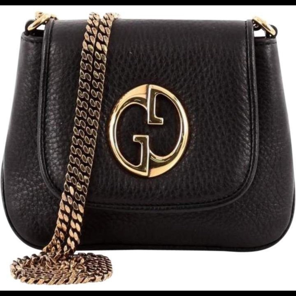 New GUCCI Crossbody Handbag 1973 Black Leather New
